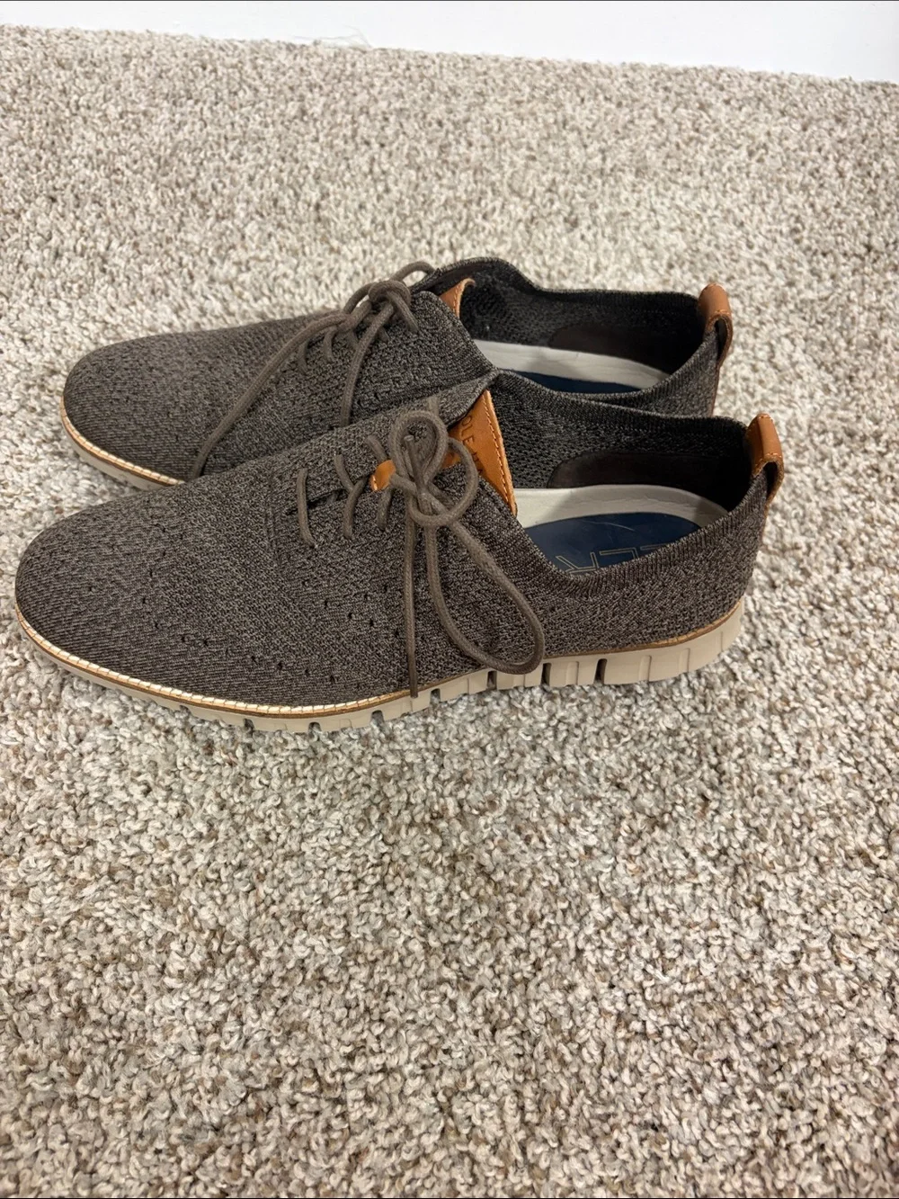 Cole Haan Brown Knit Lace-Up Oxfords